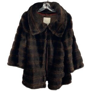 Kate Spade Faux Fur Cape Coat Medium Chocolate Brown